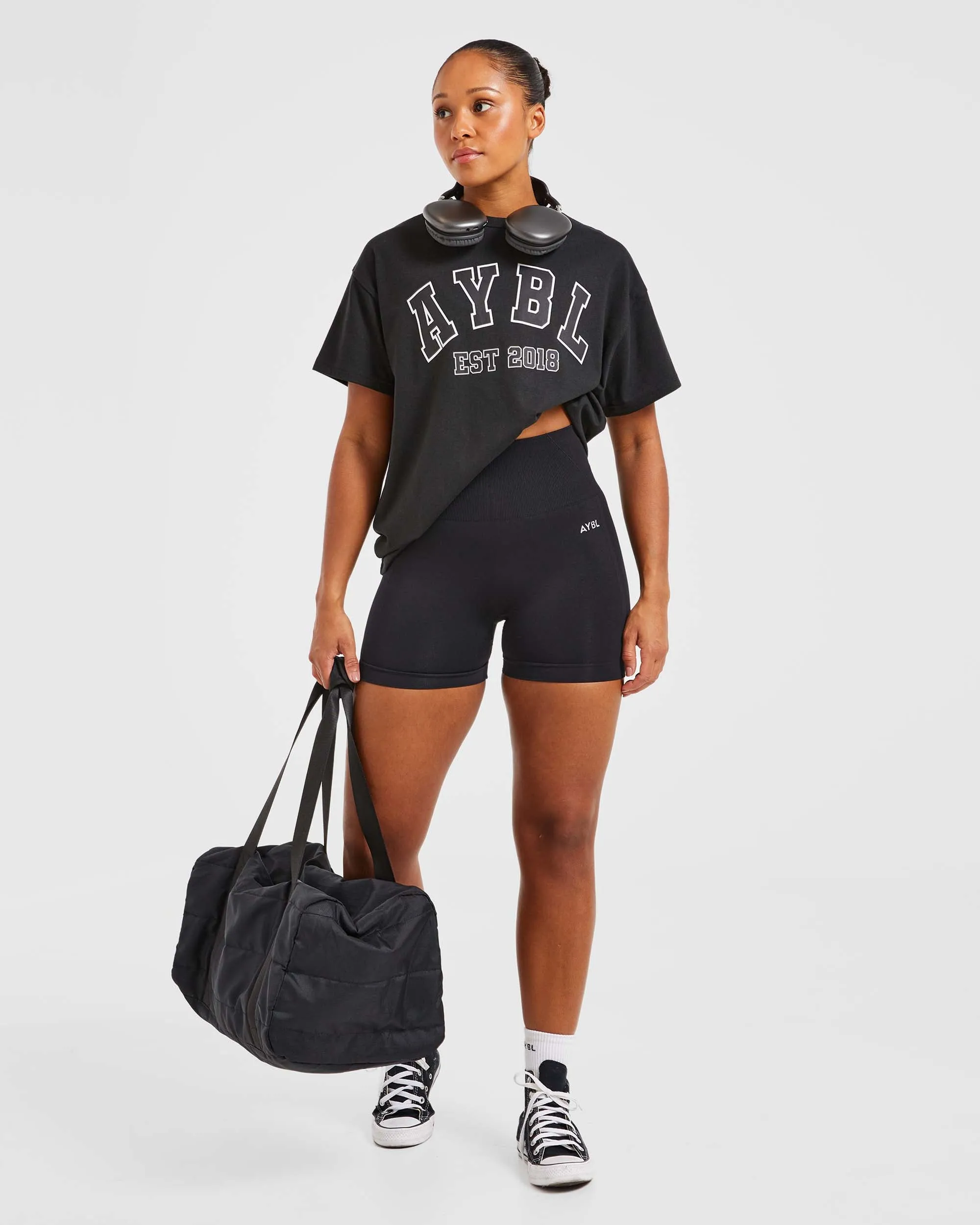 Varsity Oversized T Shirt - Black